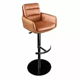 Riess Ambiente Drehbarer Design Barhocker Big George - Cognac braun - Echtleder - Barstuhl höhenverstellbar mit Armlehnen