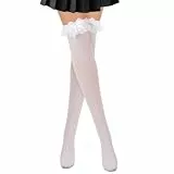 Xinjoduz 2 Stück Kniestrümpfe Damen Weiß Overknee Strümpfe Rüschen Socken Atmungsaktive Lange Schleifenstrümpfe Niedliche Spitze Knielange Strümpfe Weiss Damen Mädchen