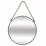 Atmosphera - Hängespiegel Seil schwarz D 55 cm - Weiß