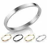 inSCINTILLE Schmuck Damen Armreif Edelstahl Zirkonia einfache Stil Liebe Armband 4/6/8mm mit Schließe Armspange Gravur, Gold/Silber/Schwarz, Inklusive Geschenkbox