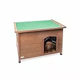 Aqpet Friends Hütte aus Holz für den Außenbereich für Hunde mit aufklappbarem Dach und Thermovorhängen inklusive, Small 85 x 60 x 58 h