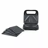 Progress 3 in 1 Snack Maker – Paninis/Toasties/Waffeln, Inklusive antihaftbeschichtete Kochplatten, Automatische Temperaturregelung, Cool-Touch-Griffe, Betriebsanzeigeleuchten, 700W