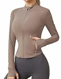IECCP Sportjacke Damen Laufjacke Leicht Fitness Sport Oberteile Sportkleidung Frauen Langarm Gym Yoga Trainingsjacke Dünne Jacke Outfit Shirt Top mit Daumenloch Haiyueyan S