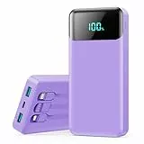 Power Bank 26800mAh, Powerbank USB C mit Kabel 25W PD+QC4.0 Schnelles Laden Externe Handyakkus Schnellladen Tragbares Ladegerät mit LED Display 5 Ausgängen Kompatibel mit iPhone 16/15, Samsung usw