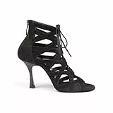 Portdance Damen Tanzschuhe PD804N - Farbe: Schwarz - Absatz: 7 cm Flare (klein) - Größe: EUR 39