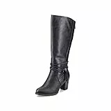 Rieker Damen Klassische Stiefel 96059, Frauen Stiefel,langschaftstiefel,hoher Absatz,Boots,Winterstiefel,Winterschuhe,schwarz (00),39 EU / 6 UK