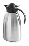 HENDI Thermoskanne, doppelwandige Isolierung, Schraubdeckel mit schwarzem Druckknopf, Isolierkanne, Kaffeekanne, 2L, ø145x(H)260mm, Edelstahl, Polypropylen