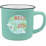 GRUSS & CO XL-Becher Motiv 'Welt' | Lieblingsbecher aus Porzellan, Tasse mit Spruch, 55 cl, mit Geschenkbanderole | Geschenk Freundschaft, Liebe | 74183