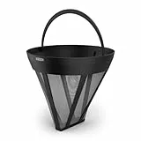 Xavax Permanent-Kaffeefilter Größe 4 (Dauerfilter Kaffee Größe 4 für Kaffeemaschine, Mehrweg-Kaffeefilter wiederverwendbar, 120 Mesh, ersetzt Filtertüten aus Papier, Henkel, spülmaschinenfest) schwarz