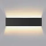 Lureshine Wandleuchte Innen 16W 40cm Up and Down Wandleuchte Aluminium Dekoration/Moderne Wandlampe Warmweiß 3000k Wandleuchten für Wohnzimmer|Schlafzimmer|Korridor|Treppenhau(Schwarz)
