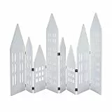 Loberon Deko-Shutter Cottages, Romatische Deko-Häuschen, Klappbar, Ideal für die Festtafel oder Fensterbank, Weihnachten, Weihnachtsdeko, Kiefernholz, Eisen, weiß