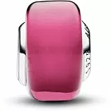 PANDORA Moments Rosafarbenes Murano-Glas Mini-Charm aus Sterling Silber, Kompatibel Moments Armbänder, 793107C00
