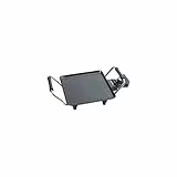 Bestron elektrischer Tischgrill, kleine Plancha-/Teppanyaki-Grillplatte mit Antihaftbeschichtung, Grillspaß für bis zu 2 Personen, 1.000 Watt, Farbe; Schwarz, 21 x 21 cm