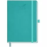 BEZEND Kalender 2026 Buchkalender A5 1 Woche 2 Seiten | Terminplaner 2026 Wochenplaner mit 100 g/m² Papier & Monats-Register | Planer & Terminkalender mit PU-Leder Hardcover - Türkis