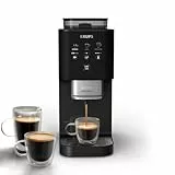 Krups Coffee Crush Extra Kaffeevollautomat, Edelstahlmühle für frisch gemahlenen Kaffee, nur 15 cm breit, smartes Bedienfeld, auch für vorgemahlenen Kaffee, einfache Reinigung, Schwarz, SA4028E0
