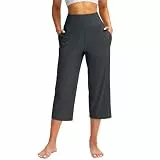 Timelye Yogahose Damen Weites Bein Caprihose Damen Yoga Hose mit Taschen Sommer Stretch mit Taschen Hohe Taille Jogginghose Straighthose Bauchkontrolle Schlaghose für Arbeiten Sport Yoga