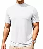 CTU Herren T-Shirt mit Stehkragen Kurzarm Slim Fit Männer Rollkragenshirt Halb Kragen Pullover Unifarben Basic Oberteile Weiß L