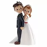 dekora - Hochzeitsdeko | Brautpaar Figuren Torte Hochzeitsdekoration - 16 cm - Hochzeitspaar mit dem Rücken zueinander - Originelles und Detailreiches Design Für den Kontakt mit Lebensmitteln geeignet
