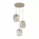 EGLO Pendellampe Romazzina, 3-flammige Pendelleuchte über Esstisch, runde Hängeleuchte aus Metall in Sandfarben, Hängelampe mit E27 Fassung, Ø 46 cm