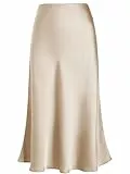 Eisnnu Damen Satin Rock Midi-Länge Rock A Linie Röcke Große Größe Einfarbig Fishtail Seidiger Midirock Business Party Skirt S-XXXL (DE/NL/SE/PL, Alphanumerisch, S, Regular, Regular, Champagner)