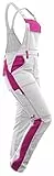 strongAnt Latzhose Damen stretch Arbeitshose für Frauen Malerhose mit Kniepolstertaschen Baumwolle Cargo Hose - Weiß-Pink, Größe 72