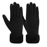 ZASFOU Damen Winter Warm Touchscreen Handschuhe mit Fleece Gefütterte Strick winterhandschuhe für Kaltes Wetter,Schwarz,M