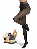 Puimentiua Thermo Strumpfhose Damen,Gefütterte Leggings,Thermo Winter Strumpfhosen für Damen,Warme Schwarze Thermostrumpfhose | L-XL,1 Stück: 220g für 5~20℃
