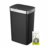 EKO Hana Deluxe 50L Mülleimer mit Sensor, Automatischer Mülleimer Küche, rechteckiger Bewegungssensor Abfalleimer, Soft Closing Deckel, fingerabdruckfrei, elektrischer Mülleimer, Schwarz, Kunststoff