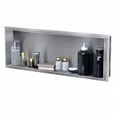 VILSTEIN Wandnische Dusche 30x90 cm [ROSTFREI] - Randlose Nische - Wandnische Silber - Einbauregal für Dusche im Unterputz - Duschnische aus Edelstahl - Versenkte Duschnische für das Badezimmer
