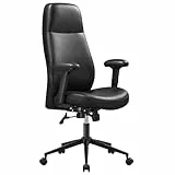 SONGMICS HOME Bürostuhl, Drehstuhl, Chefsessel, mit verstellbaren Armlehnen, höhenverstellbar, modern, Rückenlehne, Armlehnen, breiter Sitz, Baumwoll-Leinen-Mischgewebe, tintenschwarz OBG037B01