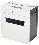 Leitz IQ 6X Premium Aktenvernichter P4, Partikelschnitt, 7-6 Blatt (70-80g/m²), Super leise, kompakt & sauber, TÜV+GS zertifiziert, 10L Behälter, für Büro & Home Office, Protect Serie, Weiß, 80900000