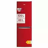 Amica Kühl‑Gefrierkombination freistehend 157 l FrostControl Superkühl und Supergefrierfunktion Sicherheitsglas LED‑Beleuchtung 144 x 47,4 x 49,5 cm – Kuehlschrank Freistehend Rot