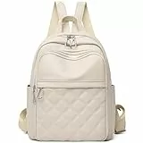 Suweir Rucksack Damen Elegant Kleiner Damenrucksack PU Leder Cityrucksack Modern Rucksackhandtaschen Wasserdicht Schulrucksack Anti Diebstahl Tagesrucksack für Reisen, Arbeit, Schule (Beige)
