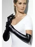 Smiffys Lack-Lycra-Handschuhe, Schwarz