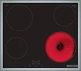 BOSCH PKE645BA2E Elektrokochfeld Serie 4, autarkes Glaskeramik-Kochfeld 60 cm breit, TouchSelect, ReStart, Umlaufender Rahmen, Kindersicherung, Schwarz