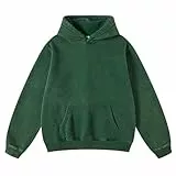 Dnzzs Übergroße Herren-Kapuzenpullover, schwere Baumwolle, Fleece, lockere Passform, Herbst, Winter, lässig, Streetwear, Backish Green, X-Large