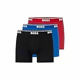 BOSS Herren Power Boxershorts mit Auffälligem Logo, 3er-Pack Retroshorts, Rot/Blau/Schwarz, X-Large