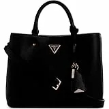GUESS Damen Meridian Girlfriend Satchel Schulranzen, Griffe Oben, Schwarz