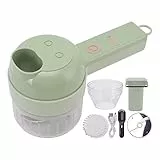 ciciglow 4 in 1 Gemüseschneider Elektrisch, elektrischer Gemüseschneider, Knoblauchhacker, multifunktionale kabellose elektrische Mühle mit Reinigungsbürste für Gemüse, Salat, Obst, Fleisch