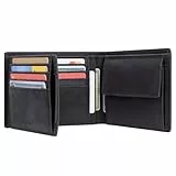 KORUTA Geldbörse Herren Leder Braun mit RFID Schutz I Echtleder Portemonnaie Groß I 13 Fächer I Geldbeutel für Männer I Brieftasche Wallet Portmonee aus echtem Leder Schwarz (Hunter)