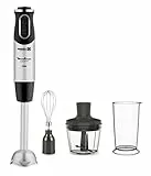 Moulinex DD6558 DD655810 Quickchef 3-in-1 Tauchmixer, Powelix-Technologie, 3 Zubehörteile, Edelstahl, Stahl/Schwarz