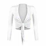 Glamexx24 Damen elegante Bolero Jäckchen Langarm Achselzucken Strickjacke BL0001, Weiss, Gr.- S/M