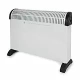 Perel Konvektorheizung 2000W, elektrischer Konvektor, Heizlüfter mit 3 Heizstufen, Turbolüfter, Thermostat, IP20, Überhitzungsschutz, tragbar für Räume bis 60 m³
