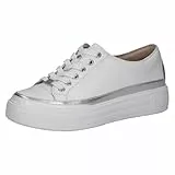 CAPRICE Damen Plateau Sneaker aus Leder zum Schnüren, Weiß (White Nappa Co), 38 EU