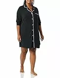 Amazon Essentials Damen Nachthemd mit Paspeln (Erhältlich in Übergröße), Schwarz, XL Große Größen