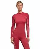 FALKE Damen Baselayer-Shirt Wool-Tech Round Neck W L/s Sh Wolle Funktionsmaterial schnelltrocknend 1 Stück, Rot Red 8644 Trend, XL