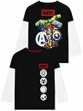 Marvel T-Shirt Kinder, Avengers Langarmshirt, Jungen Tshirt, T Shirt Jungen 100% Baumwolle, Schwarz 122