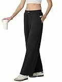 IWOLLENCE Baggy Hosen Damen Jogginghose Bequeme Hose Damenhose mit Gummizug Weites Bein Jogger Lockere Hosen Mit Taschen Verstellbare Bündchen Drapierter Stoff Formgebende Nähte (Schwarz, L)