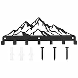 Xingwenhao Schlüsselhaken, Home Schlüsselhalter, Schlüsselhalterung, Schlüsselanhänger Wand, schwarz Schlüsselbrett mit 7 Haken, Schlüsselablage Metall für Home Wandhaken Schlüssel Dekor(Schneeberg)