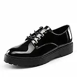 DREAM PAIRS Damen Klassische Oxford Schnürhalbschuhe, komfortabel Businessschuhe für FrauenSchwarz/pat SDOX2202W-E Größe 41 (EUR)